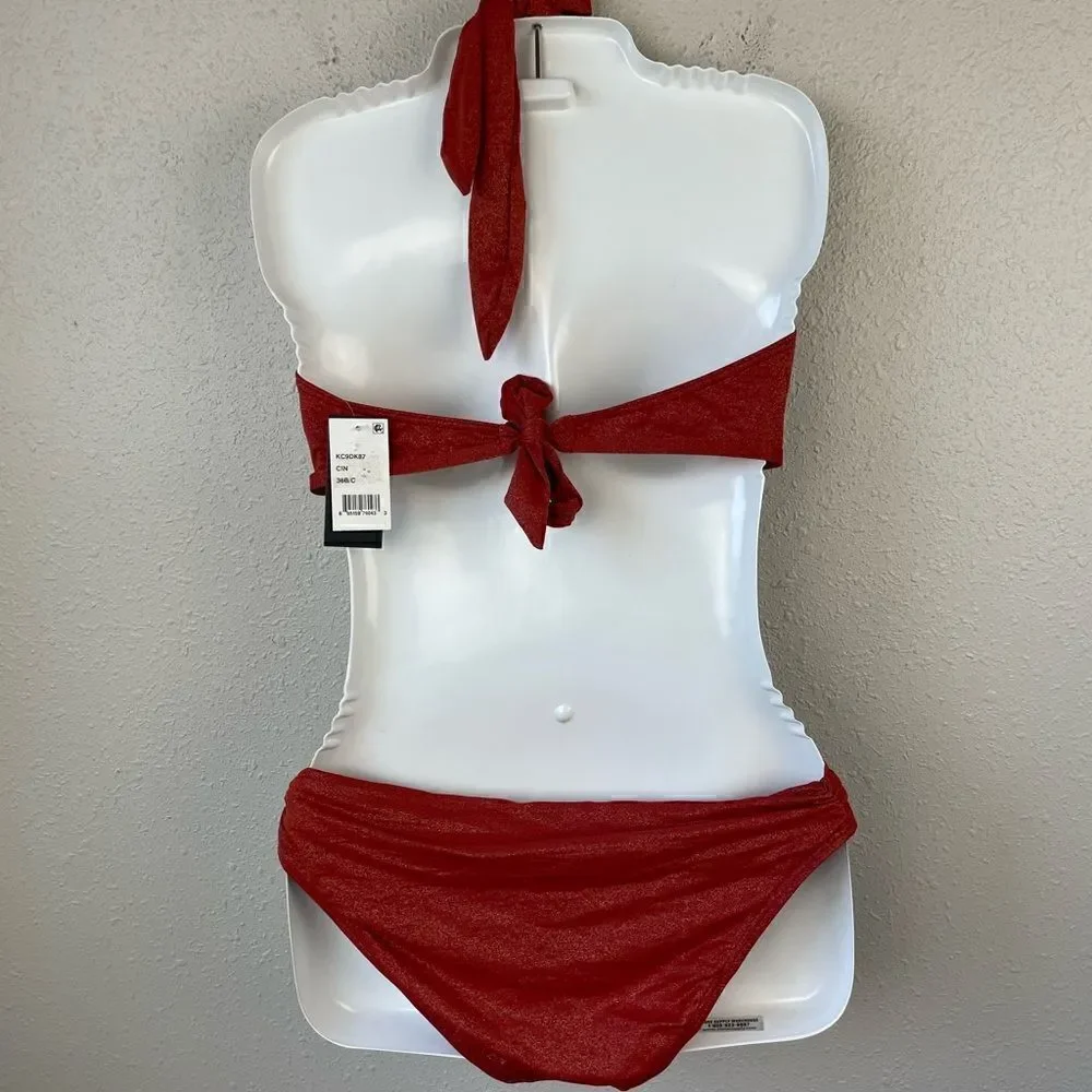 NWT Kenneth Cole New York Burnt Orange Metallic Bikini Size XL 36 B/C